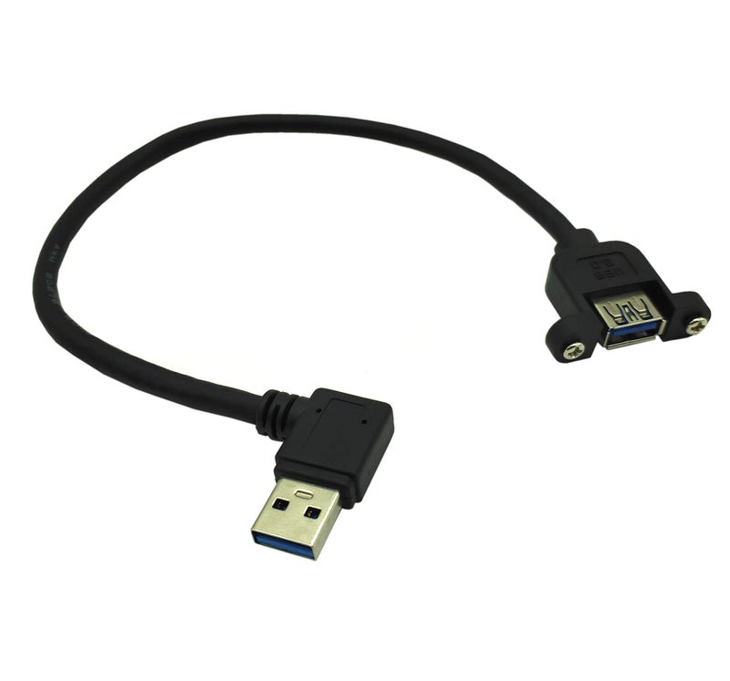 Haokiang Panel- Mount USB 3.0 Extension Cable, Haokiang 1 ft/30cm 90 Degree Right Angle USB 3.0 Type A Male to Type A Female with Screw Hole Panel Mount Adapter External Cable (Right Angle) - Image 5