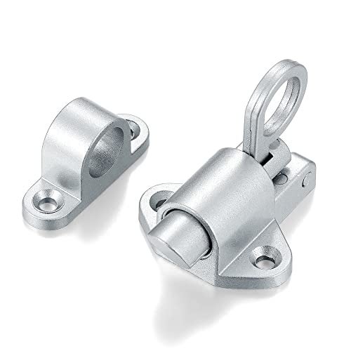 INIRET 10 Packs Self-Closing Latch，Silver Gray Spring Door Lock，Resilient Bolt Latch Aluminum Alloy Safety Automatic Spring Barrel Door Lock with Screws，Used for Wooden Door，Wooden Window and Cabinet - Image 1