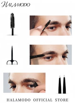 HALAMODO 7 in 1 Professional Eyebrow Shaping and Grooming Kit Includes Eyebrow Scissors Razor Tweezers Brush and Scissors for Unisex Use Stainless Steel Eyebrow Grooming Tools Set  - Image 4
