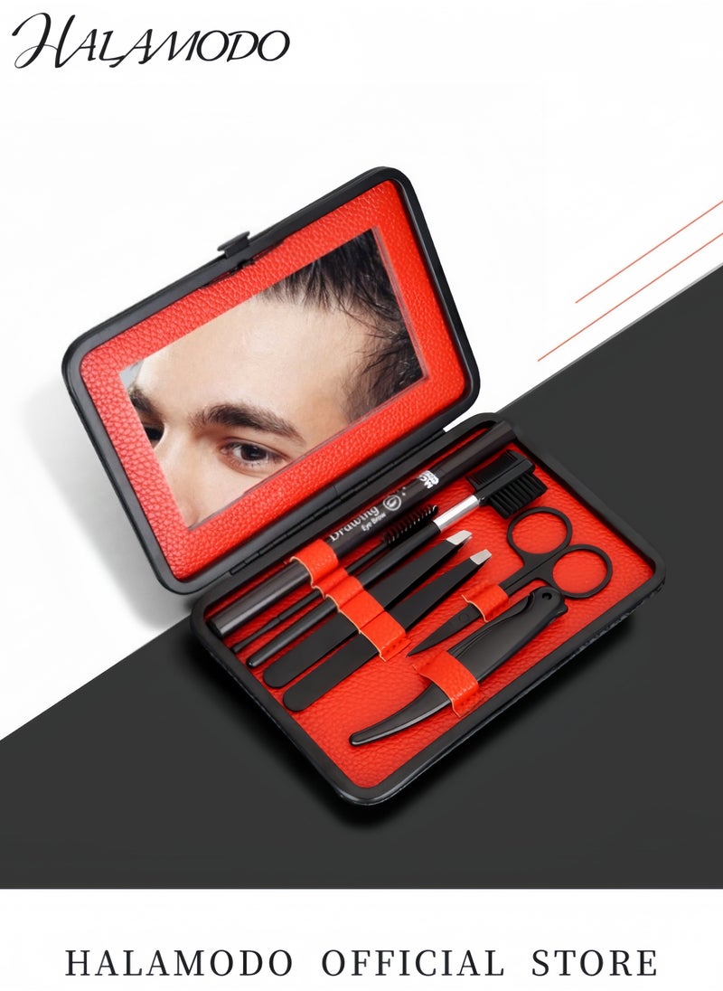 HALAMODO - 7 in 1 Professional Eyebrow Shaping and Grooming Kit Includes Eyebrow Scissors Razor Tweezers Brush and Scissors for Unisex Use Stainless Steel Eyebrow Grooming Tools Set - Image 1