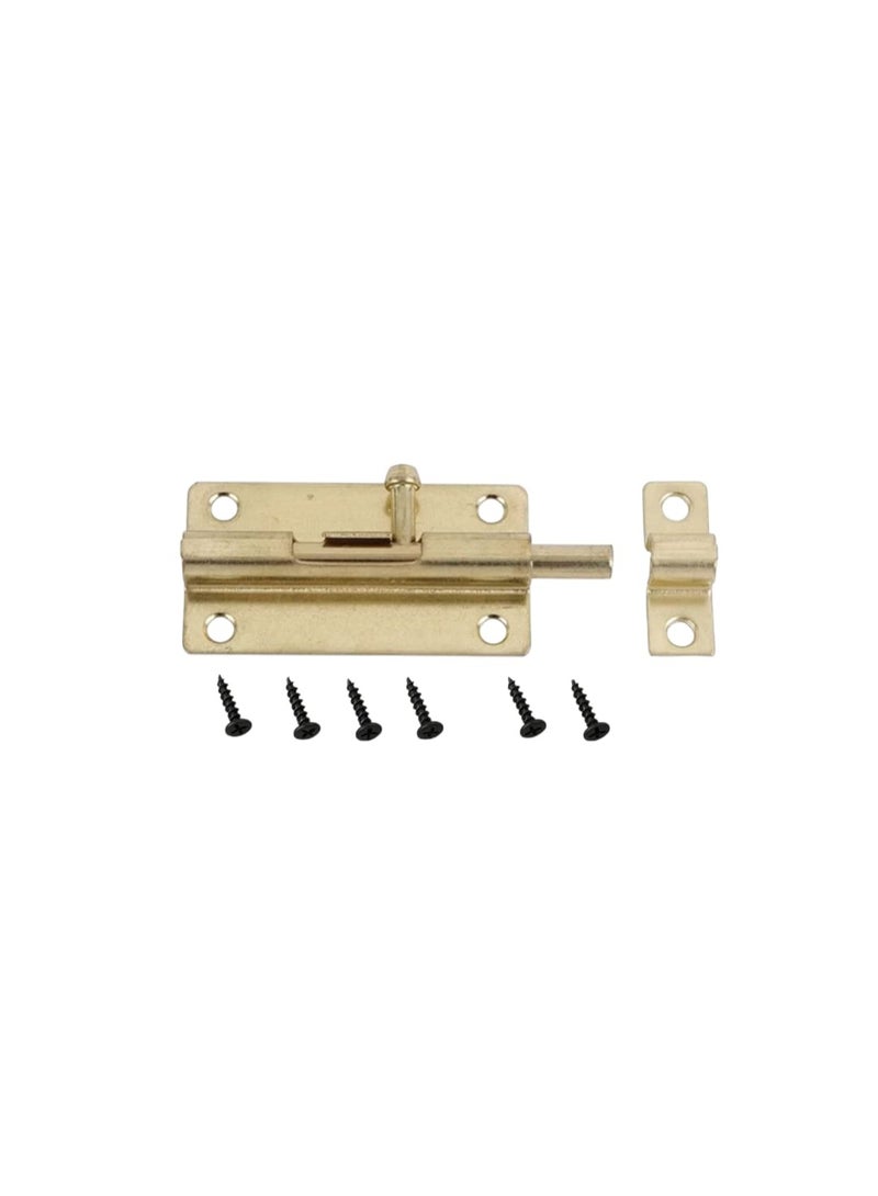 Heavy Duty Brass Door Bolt Lock with Screws – 4 Inch Slide Latch for Doors and Cabinets – Golden Finish - Image 1