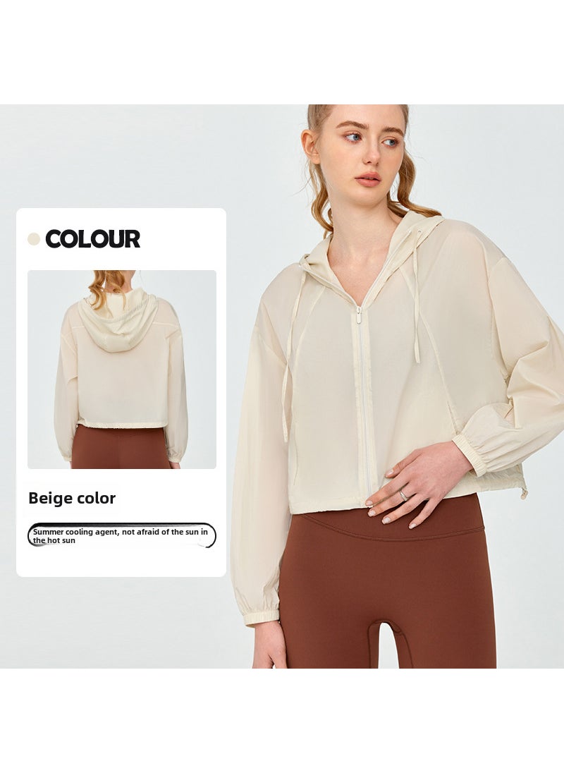 Generic New Summer SPF Womens UPF50+ Lightweight Breathable Sun Protective Jacket Meters apricot 