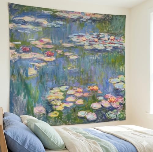 Avinyl Monet Waterlily Wall Tapestry Hanging, Green Floral Plant Art Poster for Bedroom Girls Boys, Small Nature Flower Pond, Watercolor Tapestries for Living Room Dorm Decor 51in X 60in - Image 4