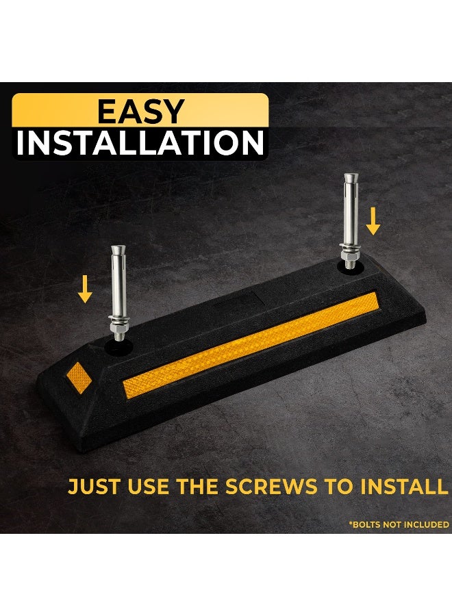 Garage Vehicle Floor Stopper for Parking Safety 2PC Heavy Duty Rubber Parking Lot Driveway Stopper, For Car Vans Trucks Tire Wheel Guide Block Protect Bumper - Image 4