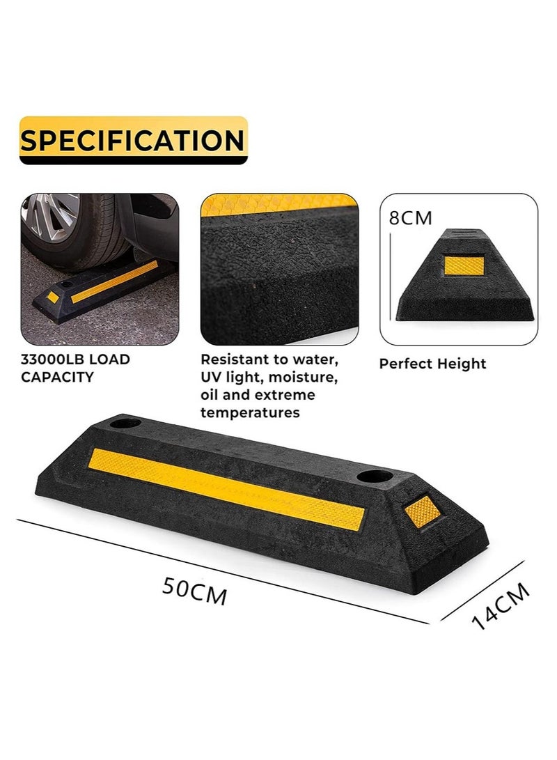 Garage Vehicle Floor Stopper for Parking Safety 2PC Heavy Duty Rubber Parking Lot Driveway Stopper, For Car Vans Trucks Tire Wheel Guide Block Protect Bumper - Image 2