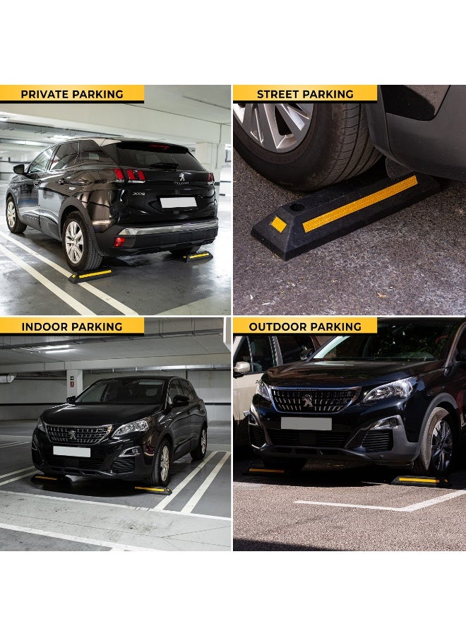 Garage Vehicle Floor Stopper for Parking Safety 2PC Heavy Duty Rubber Parking Lot Driveway Stopper, For Car Vans Trucks Tire Wheel Guide Block Protect Bumper - Image 5