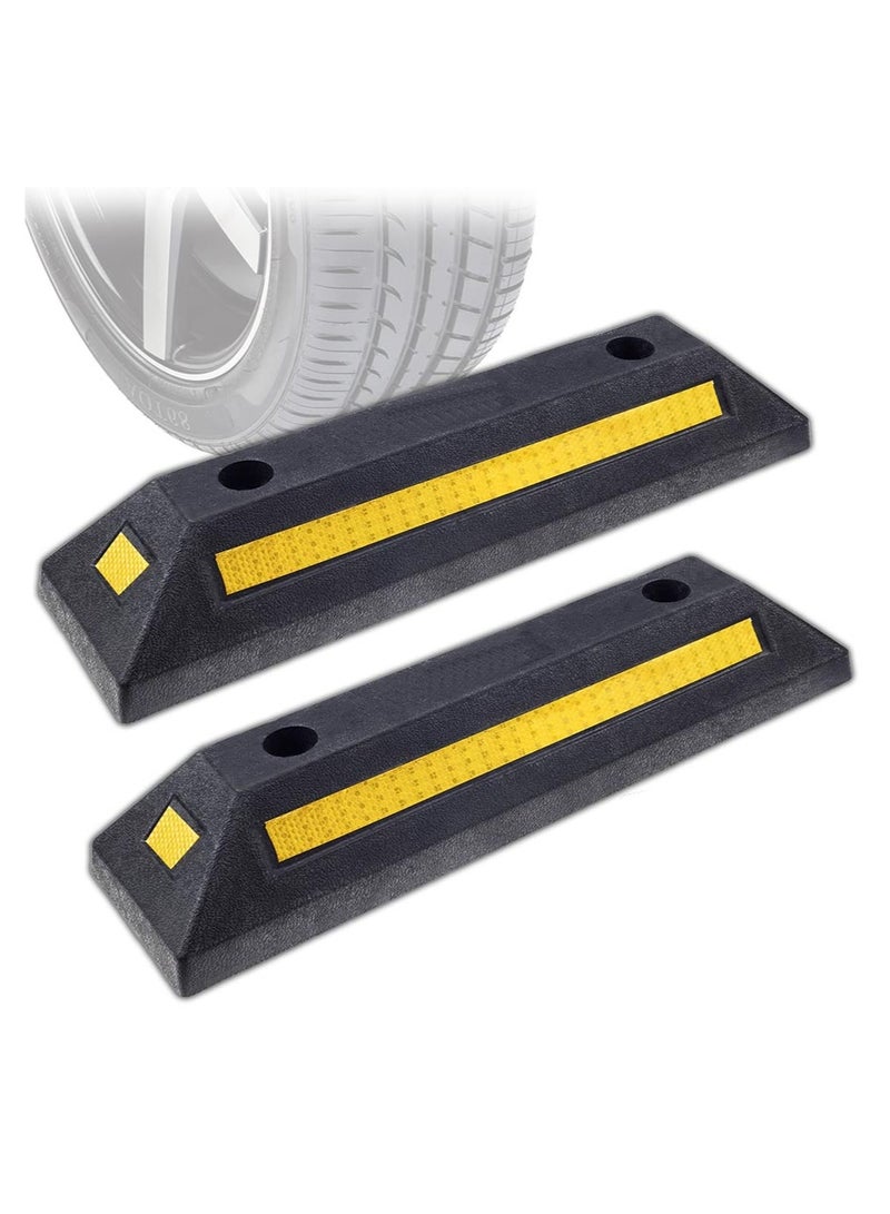 Garage Vehicle Floor Stopper for Parking Safety 2PC Heavy Duty Rubber Parking Lot Driveway Stopper, For Car Vans Trucks Tire Wheel Guide Block Protect Bumper - Image 1