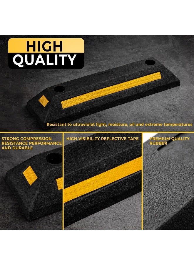 Garage Vehicle Floor Stopper for Parking Safety 2PC Heavy Duty Rubber Parking Lot Driveway Stopper, For Car Vans Trucks Tire Wheel Guide Block Protect Bumper - Image 3