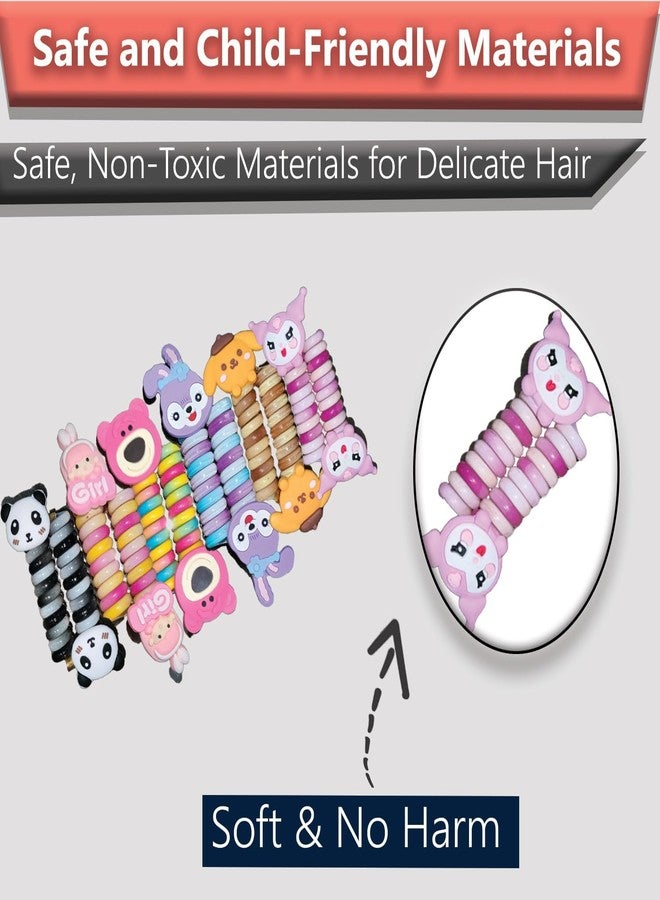 WECROOStylish Telewire Cartoon Hair Bands Spiral Braided Ponytail Holders, Telephone Wire, Hair Accessories for Girls, Kids,Spiral Hair Ties Cute Cartoon Ponytail Holder (Multicolor, Pack of 8) - Image 4