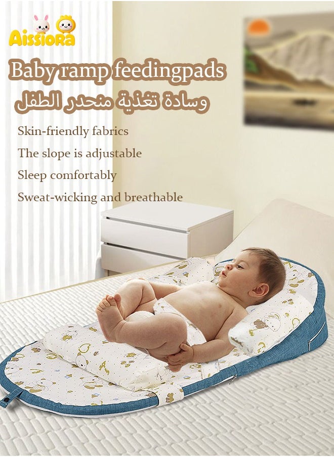 Aissiora Baby Lounger Baby Milk Feeding Pillow Breastfeeding pads with adjustable inclination Anti Reflux Pillow 0-30° Adjustable  Nursing pillows Infant Anti-Spit Milk Slope Mat  Spine protection Detachable cuffs Memory foam Suitable for newborns Nursing Pillow for Breastfeeding  - Image 1