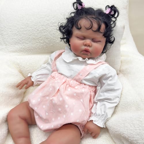 KOKOMANDY Lifelike Reborn Baby Dolls Black Girl Biracial African American Reborn Toddler Doll 24inch Real Life Realistic Newborn Baby Dolls Dark Brown Skin Cute Toy for Toddler Kids Gifts - Image 5