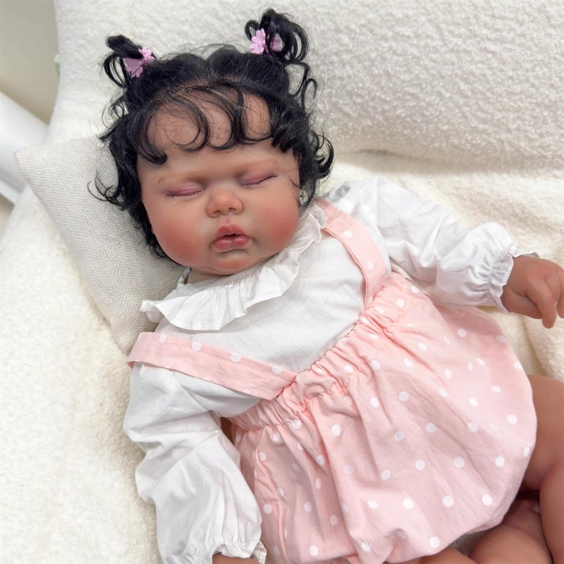 KOKOMANDY Lifelike Reborn Baby Dolls Black Girl Biracial African American Reborn Toddler Doll 24inch Real Life Realistic Newborn Baby Dolls Dark Brown Skin Cute Toy for Toddler Kids Gifts - Image 3