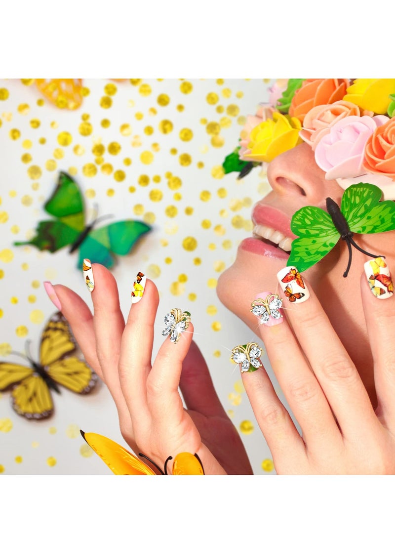 SYOSI Butterfly Nail Charms, Shiny Acrylic Butterfly Nail, Rhinestones Nail , Art Charms Nail, Jewelry Butterfly Charms, Suitable for Nails Nail Jewels Nail Art Decorations Nail Supplies (Gold) - Image 4