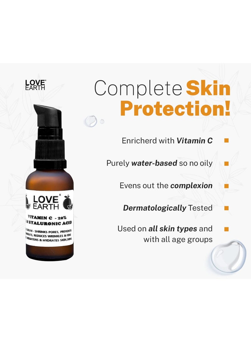 Love Earth Vitamin C Serum For Skin Hydration, Reduces Wrinkles & Hyperpigmentation With Pure Vitamin C & Organic Witch Hazel 30ml - Image 2