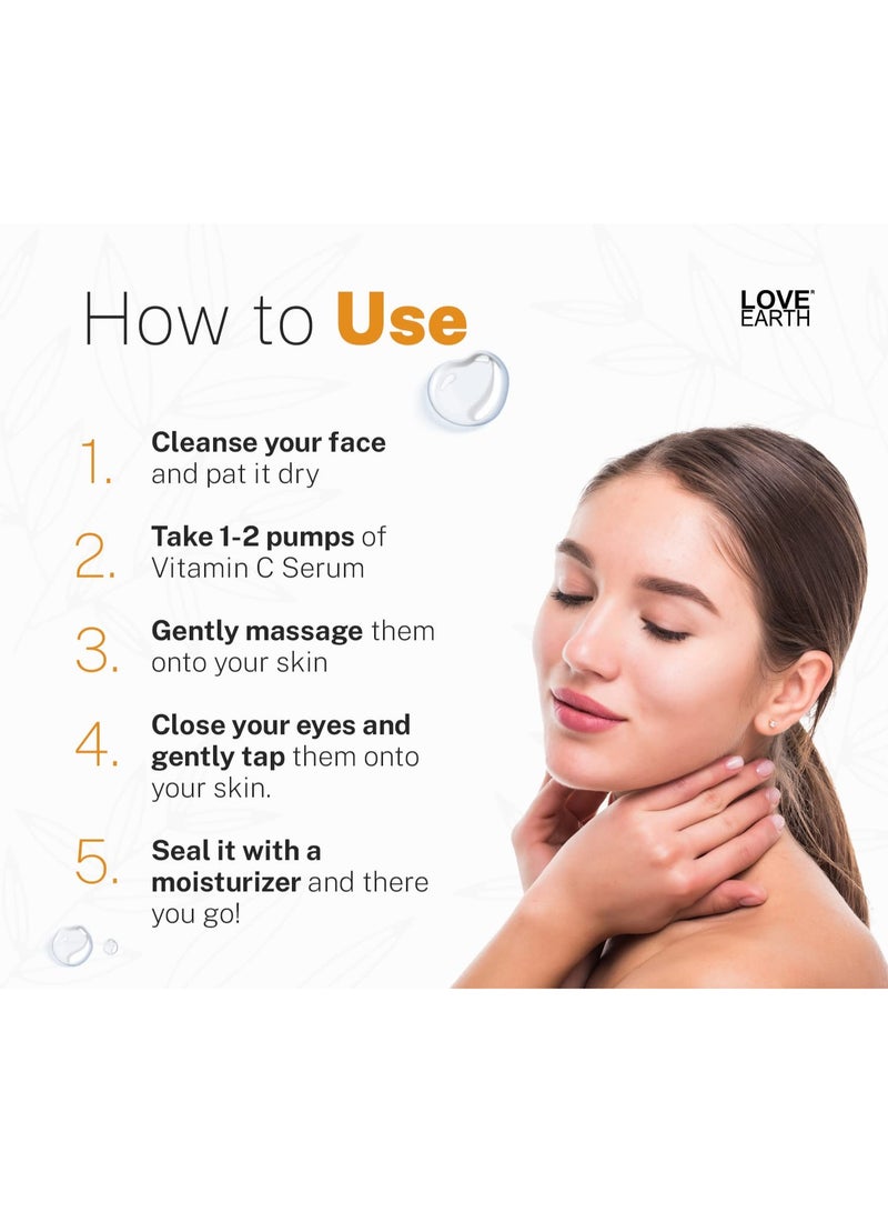 Love Earth Vitamin C Serum For Skin Hydration, Reduces Wrinkles & Hyperpigmentation With Pure Vitamin C & Organic Witch Hazel 30ml - Image 5