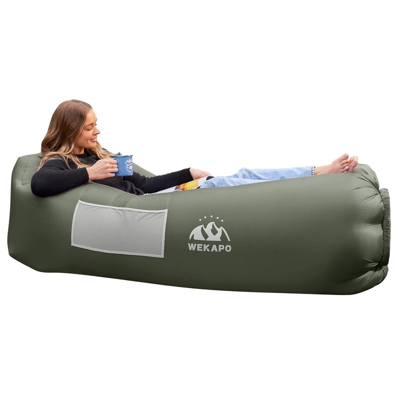 WEKAPO Inflatable Lounger Couch: Portable Air Sofa Chair & Essential Accessory for Camping, Beach, Hiking, Lawn, Backyard, Indoor/Outdoor Movies & Music Festivals â€“ Airtight, Pump-Free Air Hammock - Image 1