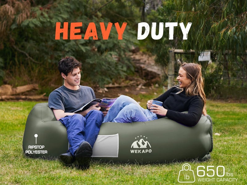 WEKAPO Inflatable Lounger Couch: Portable Air Sofa Chair & Essential Accessory for Camping, Beach, Hiking, Lawn, Backyard, Indoor/Outdoor Movies & Music Festivals â€“ Airtight, Pump-Free Air Hammock - Image 4