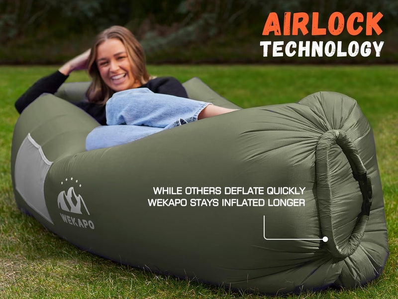 WEKAPO Inflatable Lounger Couch: Portable Air Sofa Chair & Essential Accessory for Camping, Beach, Hiking, Lawn, Backyard, Indoor/Outdoor Movies & Music Festivals â€“ Airtight, Pump-Free Air Hammock - Image 5