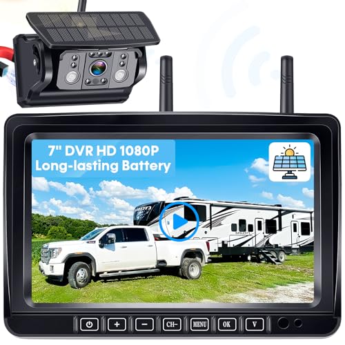 Wkzay Wireless RV Backup Camera Magnetic Mount 1080P Crystal Clear Night Vision 65ft Strong Signal 18H Battery IP69K Waterproof 7 HD Monitor 1Min NoDrill Install for Trailer Truck Camper Motorhome - Image 1