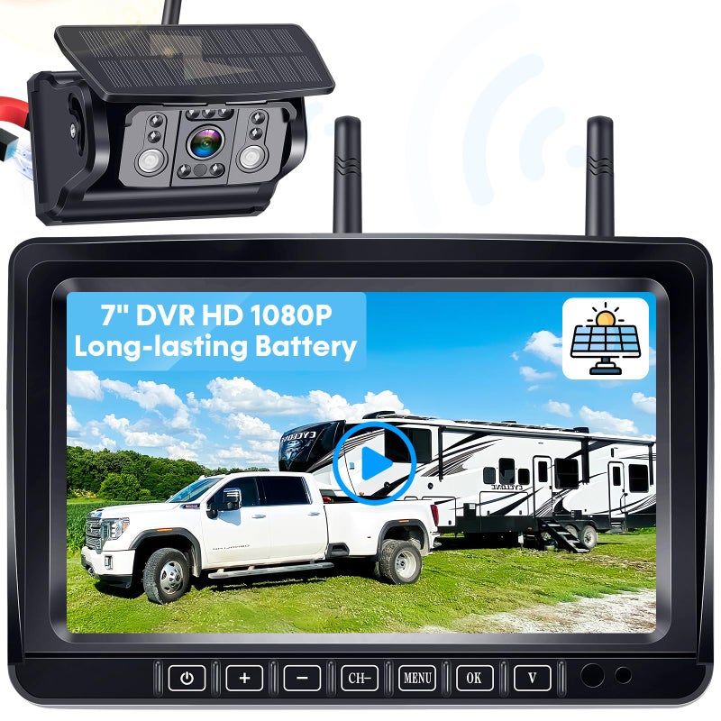 Wkzay Wireless RV Backup Camera Magnetic Mount 1080P Crystal Clear Night Vision 65ft Strong Signal 18H Battery IP69K Waterproof 7 HD Monitor 1Min NoDrill Install for Trailer Truck Camper Motorhome - Image 2