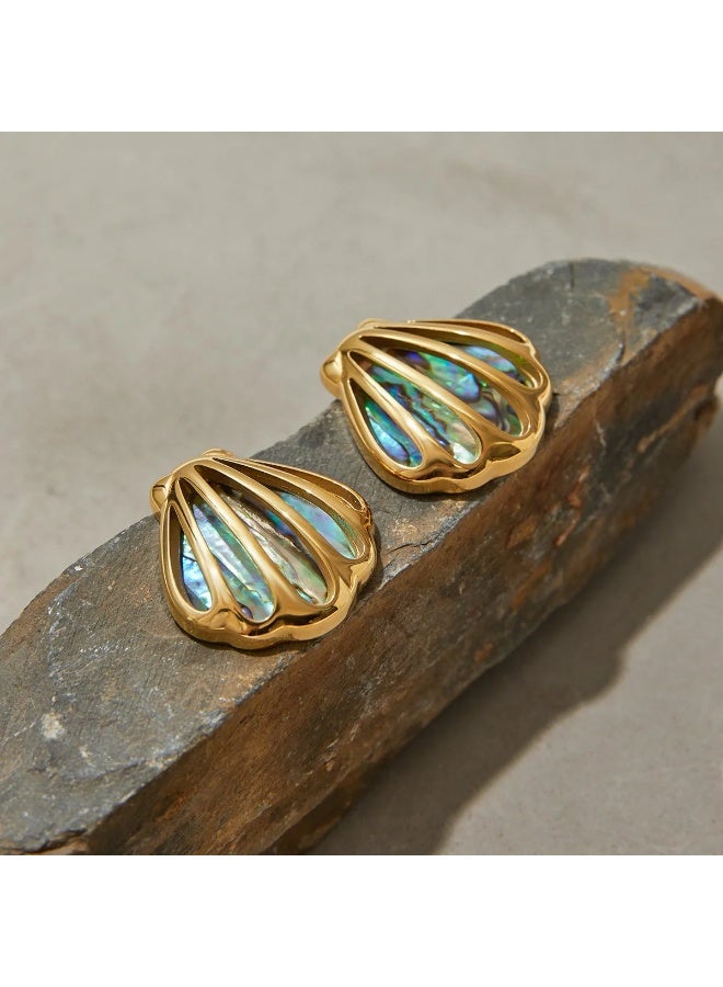 18K Gold Filled Abalone Shell Earrings – Waterproof, Hypoallergenic, Gift-Ready - Image 3