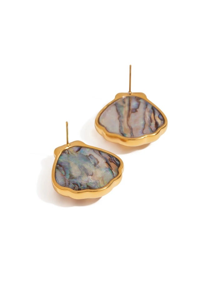 18K Gold Filled Abalone Shell Earrings – Waterproof, Hypoallergenic, Gift-Ready - Image 2