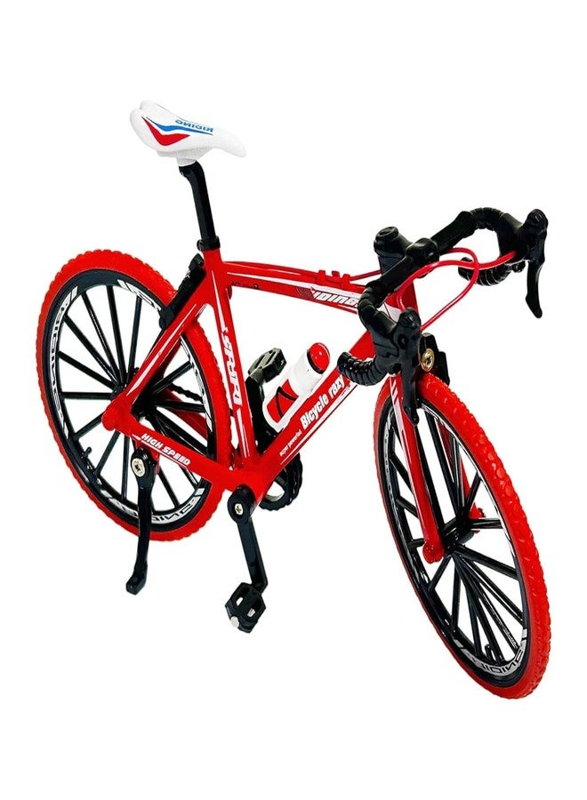 Space Enterprises 1:8 Die-Cast Mini Metal Bicycle - Realistic Mount Bike Model, Retro Alloy Classical Cycle Toy for Desktop Ornament, Home Décor, Vintage Scene Model Bicycle (Red) - Image 2