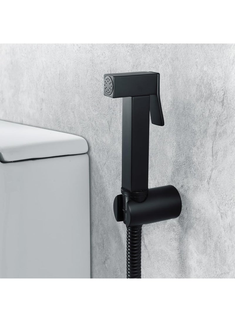 IRIS - IRIS Cube Series Black Plated Brass Health Faucet with Health Faucet Stand and Hose Pipe(Black, Single Flow, Press Switch) - Image 1