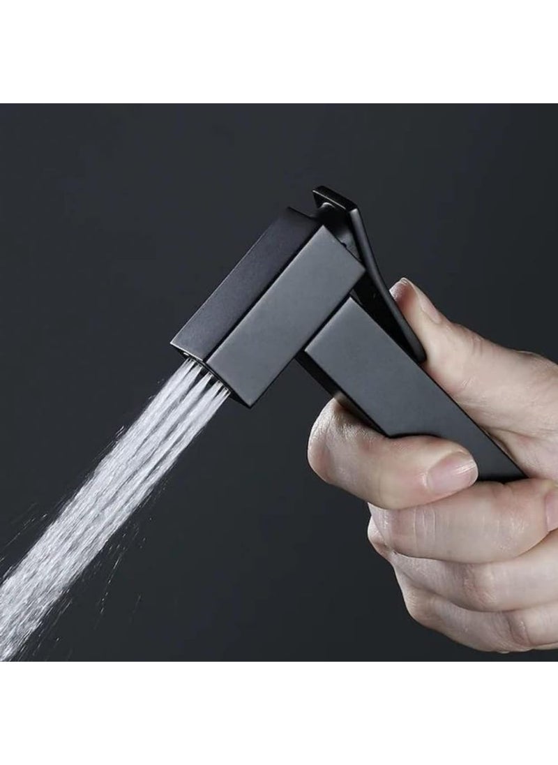 IRIS - IRIS Cube Series Black Plated Brass Health Faucet with Health Faucet Stand and Hose Pipe(Black, Single Flow, Press Switch) - Image 1