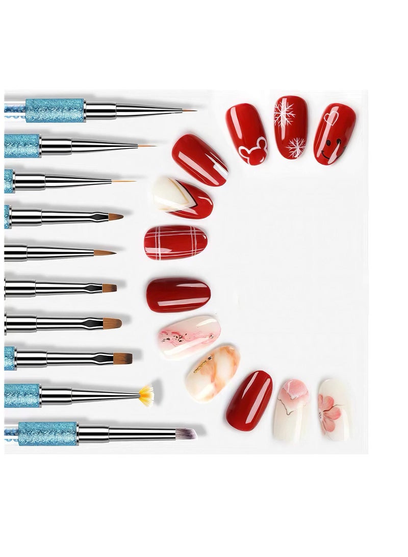 SYOSI 10pcs Sable Hair Acrylic Nail Art Application Brushes With Cap Nail Art Tips Builder Brush Nail Painting Brush Set Long Service Life Easy To Operate Transparent Not Easy To Shed - Image 2