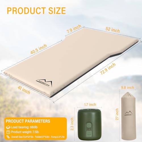M KARMATER SUV Air Mattress Car Bed Camping, Inflatable Car Camping Pad with Air Pump, Ultrathick Memory Foam Camping Mattress, 9.0 R-Value Insulated Sleeping Pad 2 Person, Camp Mat for Hiking and Backpacking - Image 5