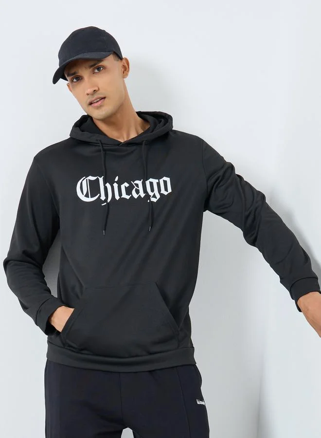 Take Two Take Two Men Black Chicago Print Hoodie