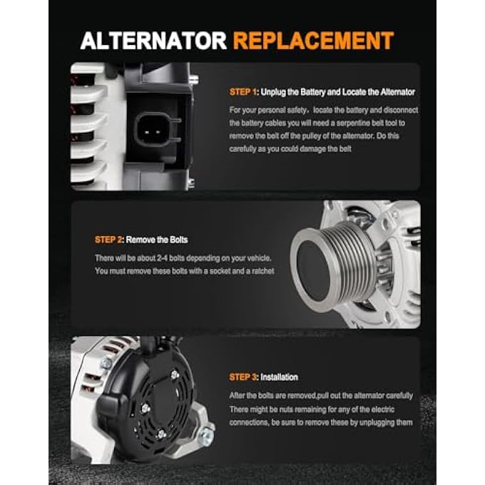 ASAPE 11378 High Output Replacement New Alternator Fit for 2010 for Dodge Ram 2500 5.7L 2007-2010 for Dodge Ram 2500 6.7L 2007-2010 for Dodge Ram 3500 6.7L 2011 for Ram 3500 6.7L - Image 5