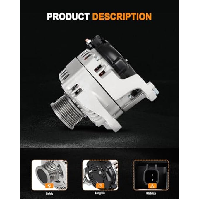 ASAPE 11378 High Output Replacement New Alternator Fit for 2010 for Dodge Ram 2500 5.7L 2007-2010 for Dodge Ram 2500 6.7L 2007-2010 for Dodge Ram 3500 6.7L 2011 for Ram 3500 6.7L - Image 4