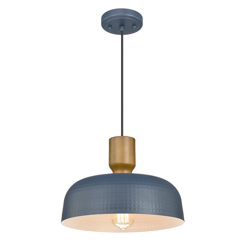 Darkaway Pendant Light Fixtures Ceiling Hanging with Hammered Metal Shade, Modern Pendant Light for Kitchen Island Lighting Hanging Lamp Adjustable Height, Medium - Image 1