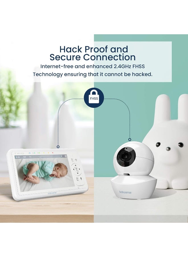 Babysense 5" HD Split-Screen Baby Monitor with 2 Cameras - Image 4