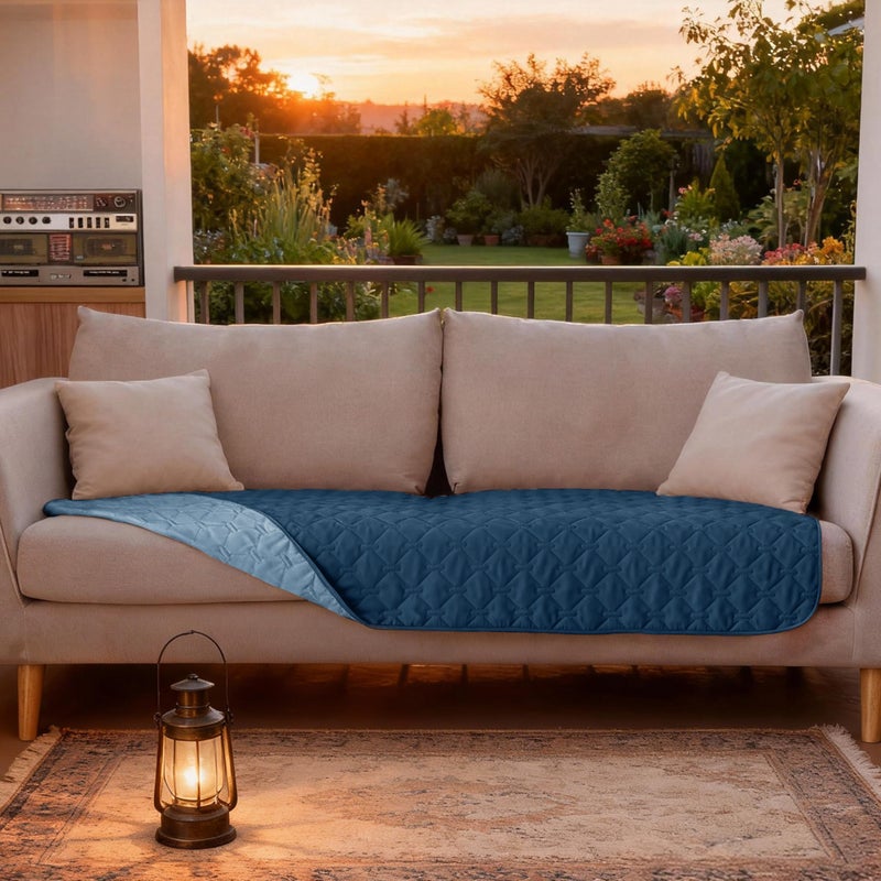 gogobunny 100% Double-Sided Waterproof Dog Bed Cover Pet Blanket Sofa Couch Furniture Protector for Puppy Large Dog Cat, Reversible (30x70 Inch (Pack of 1), Dark Blue/Light Blue) - Image 2