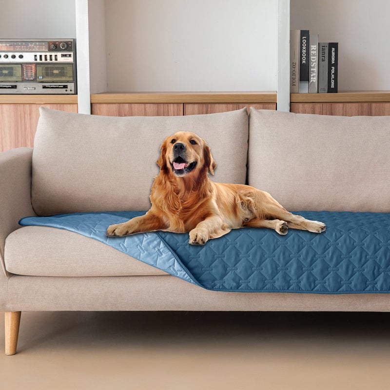 gogobunny 100% Double-Sided Waterproof Dog Bed Cover Pet Blanket Sofa Couch Furniture Protector for Puppy Large Dog Cat, Reversible (30x70 Inch (Pack of 1), Dark Blue/Light Blue) - Image 1