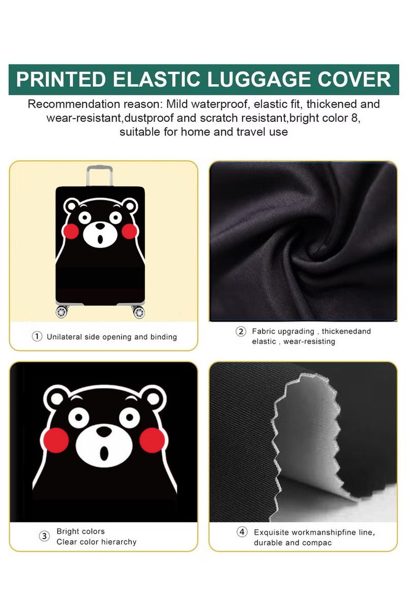 TNGames Black Bear Cute & Stain-Resistant Design Extra Thick & Highly Elastic Suitcase Protector Cover (Fits 18-21 Inch Luggage) + Free Macaron Apple Green PVC Luggage Tag | Dustproof & Scratchproof - Easy Airport Identification - Image 5