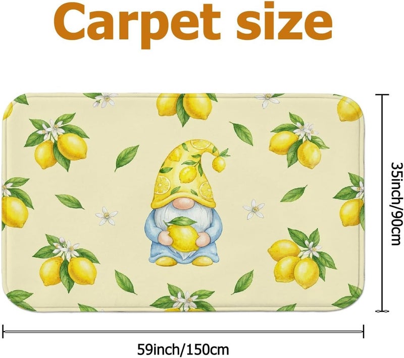 Gnome Area Rug, Spring Fanciful Lemon Flower Spring Yellow Low Pile Sponge Indoor Doormat Accents Rug Non Shedding Laundry Room Bathroom Doorway Entryway Decor 2' X 3' - Image 2