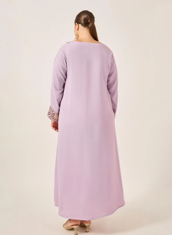 Amirah  Plus Size Embroidered Round Neck Jalabiya for Women | Best Price UAE