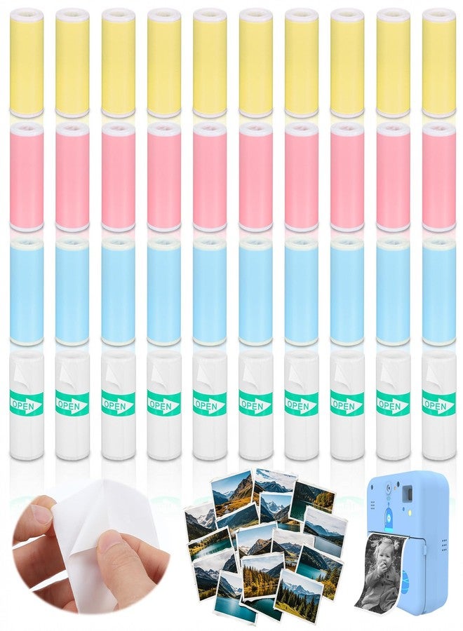 HOFURME 40 Pcs Mini Printer Paper Rolls, Mini Printer Sticker Paper Rolls for Kids Camera Paper Roll Refill, Thermal Printers Sticker Paper for Inkless Portable Printer (4 Colors) - Image 1