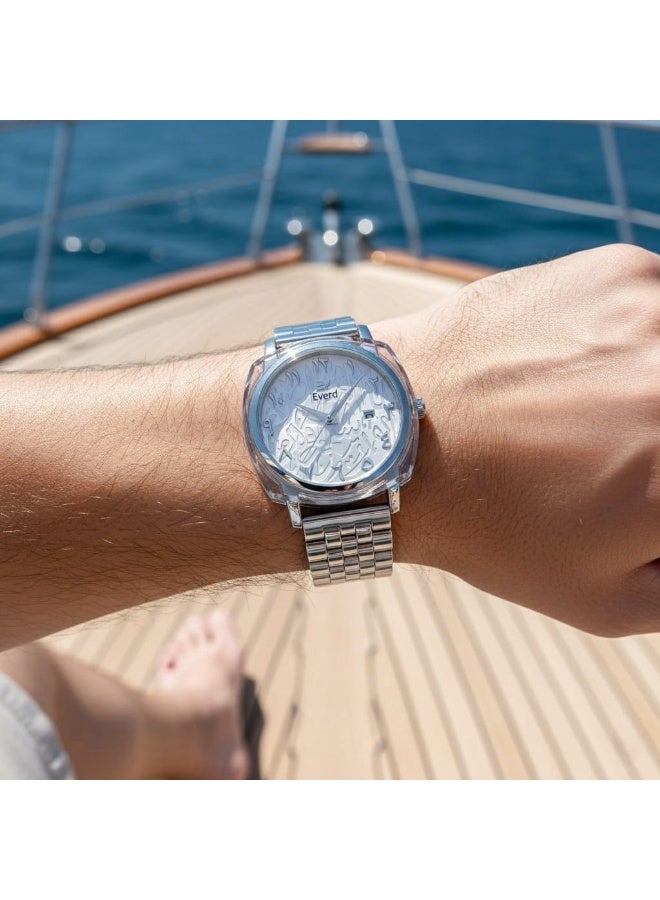 إيفيرد ساعة يد رجالية كوارتز فاخرة بتصميم عصري، مقاومة للماء ومضيئة
