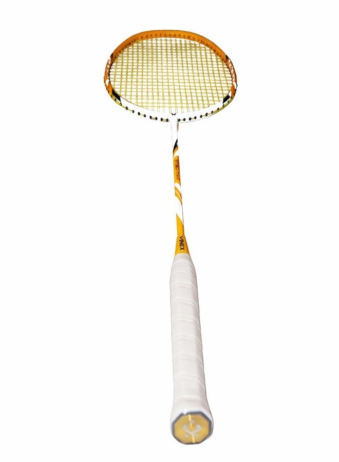 VINEX VTEC 700 Badminton Racket - 100% Graphite Frame & Shaft, Lightweight, Isometric Wide Body Volcano Shape, Medium Flex, PU Grip, Pack of 1, Black & a Yellow - Image 3