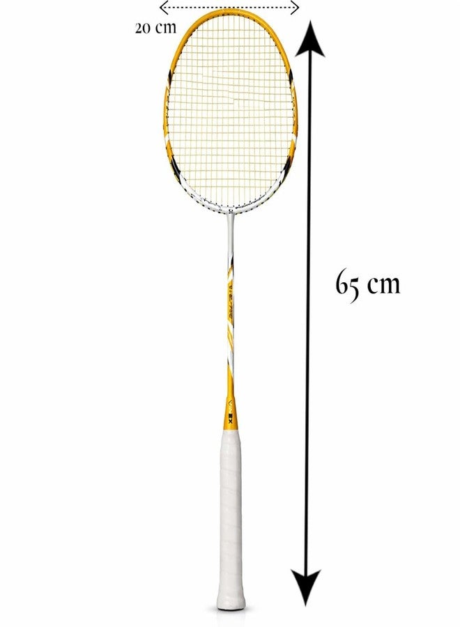 VINEX VTEC 700 Badminton Racket - 100% Graphite Frame & Shaft, Lightweight, Isometric Wide Body Volcano Shape, Medium Flex, PU Grip, Pack of 1, Black & a Yellow - Image 2
