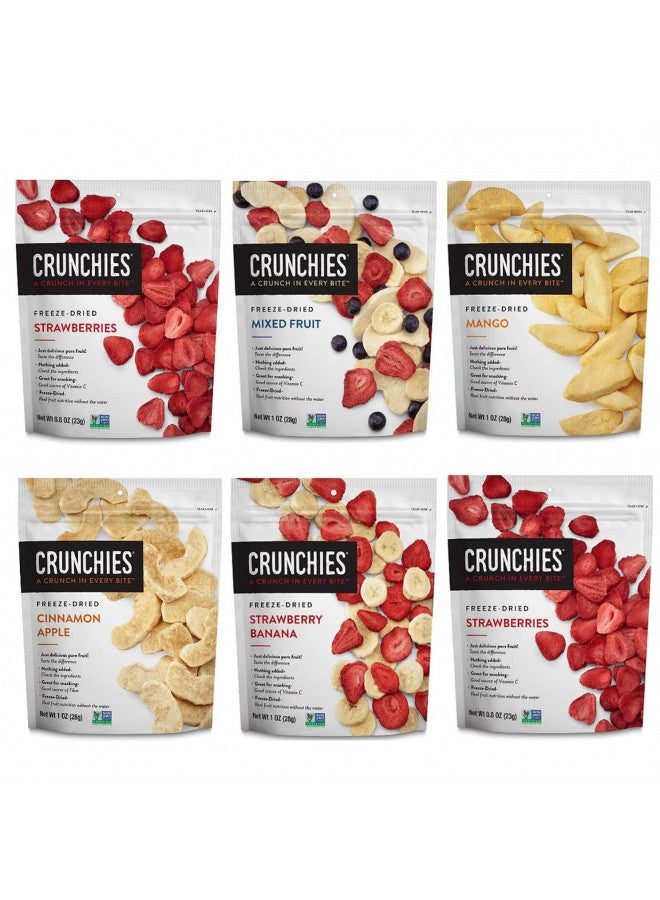 Crunchies Freeze-Dried Fruits, 100% All Natural Crispy Fruit, Non GMO and Kosher, Resealable Freeze Dried Fruit Snack Packs, Pack of 6 (Variety Gift Pack) - Image 1