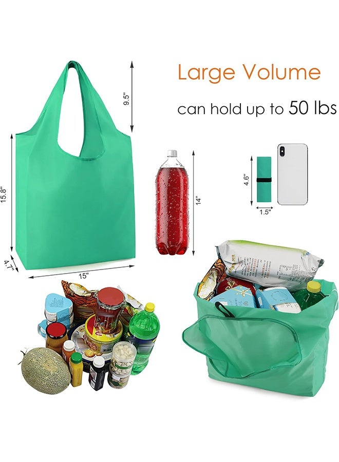 Reusable-Grocery-Bags-Foldable-Machine-Washable-Reusable-Shopping-Bags-Bulk Colorful 10 Pack 50LBS Extra Large Folding Reusable Bags Totes w Zipper Storage Pouch Lightweight Polyester Fabric - Image 2