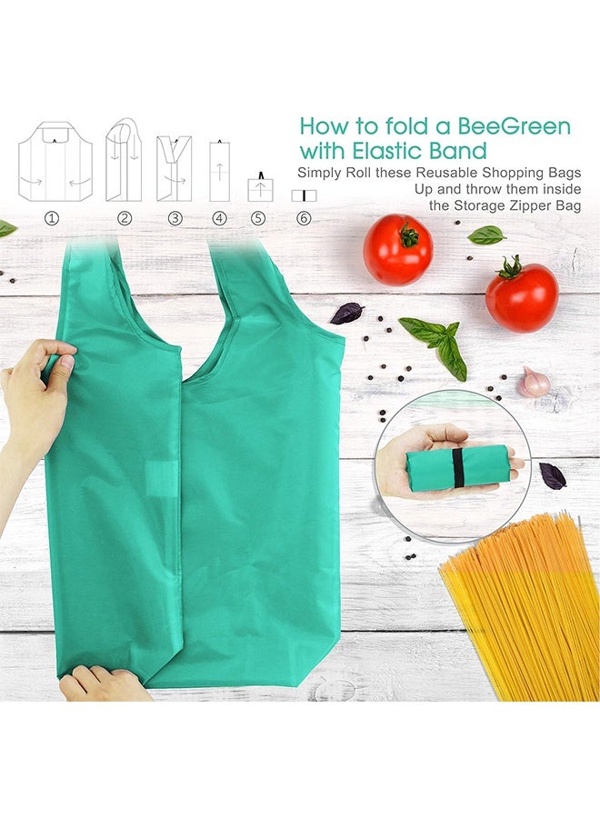 Reusable-Grocery-Bags-Foldable-Machine-Washable-Reusable-Shopping-Bags-Bulk Colorful 10 Pack 50LBS Extra Large Folding Reusable Bags Totes w Zipper Storage Pouch Lightweight Polyester Fabric - Image 3