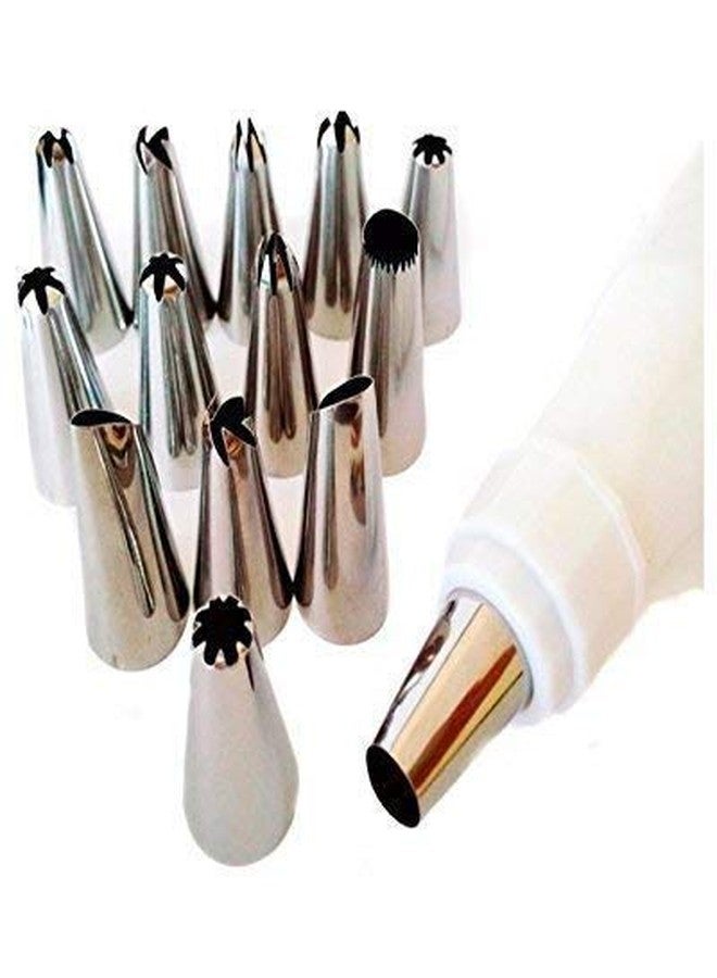 MENREXA Cake Decorating Set, 15 Pieces, Steel Piping Tips with Reusable Icing Bags - Image 2