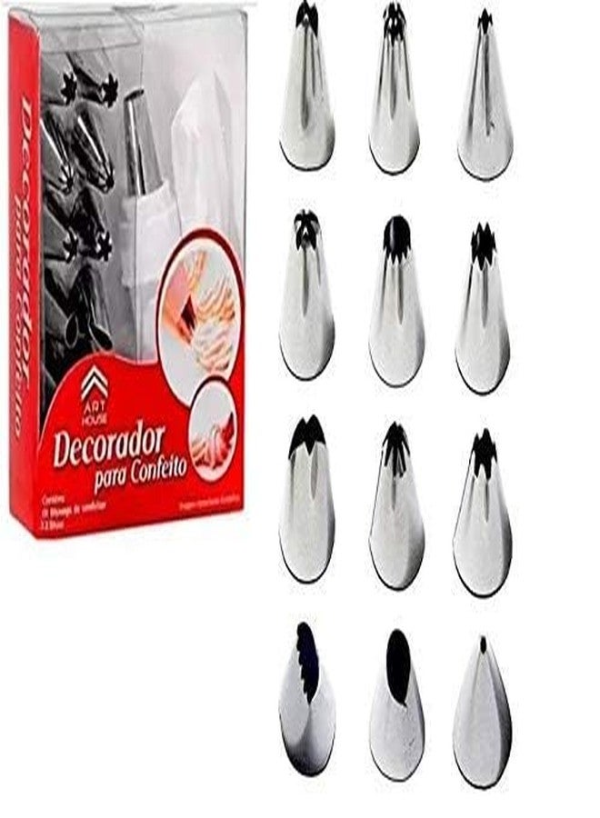 MENREXA Cake Decorating Set, 15 Pieces, Steel Piping Tips with Reusable Icing Bags - Image 1